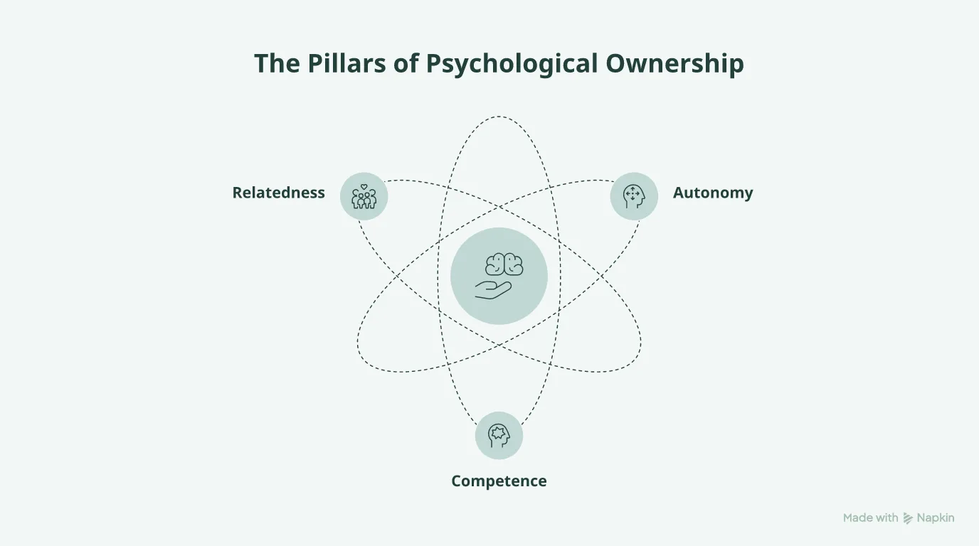 Mind map showing the three psychological needs for ownership: autonomy, competence, and relatedness.